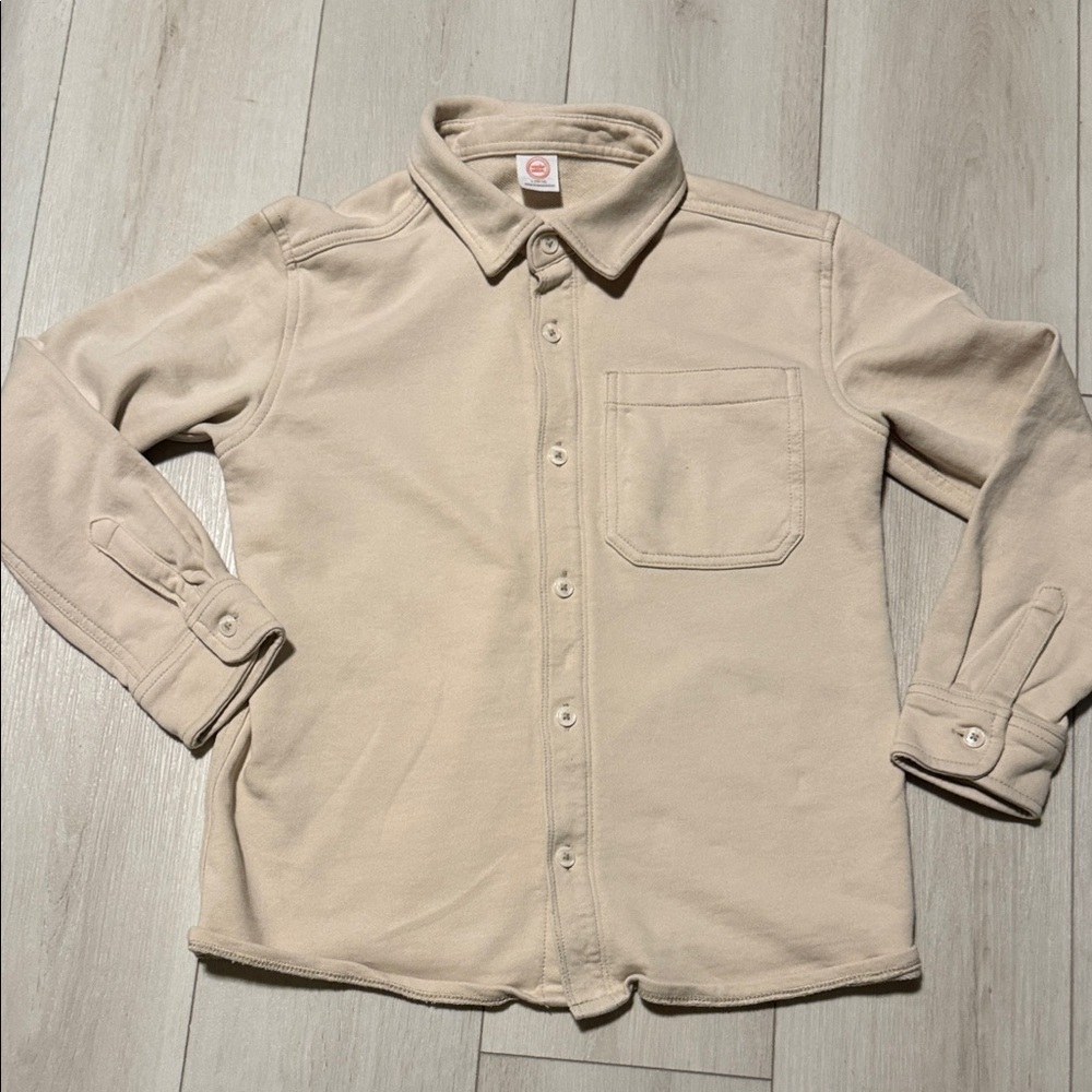 Boy’s Wonder Nation Casual Beige Long-Sleeve Button-Up Shirt size 10-12